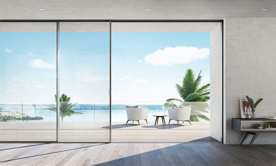 환경 친화적 인 알루미늄 슬라이딩 도어 발코니 얇은 4 알루미늄 캐시먼트 슬라이딩 도어를 사용하여
