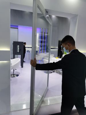 슬림 프레임 알루미늄 피브트 문 템퍼드 맑은 유리 입구 피브트 문