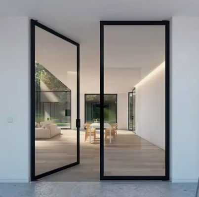 얇은 프레임 알루미늄 스윙 도어 라미네이트 온화 유리 스윙 알루미늄 도어