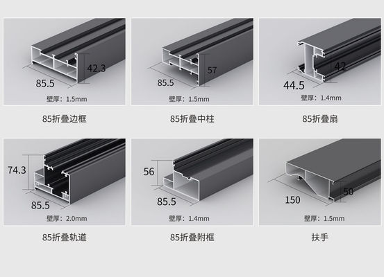 매끄러운 접는 회색 알루미늄 양중장 문 사용자 정의 허리케인 저항