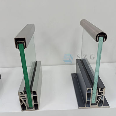 LED 라이트 글래스 발루스트라드 알루미늄 현대 릴링 디자인 프레임 없는 템퍼드 글래스 야외 발코니 릴링