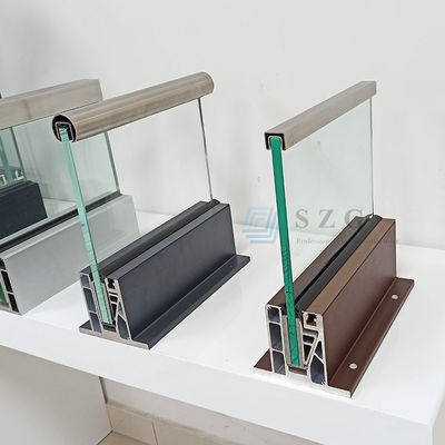 LED 라이트 글래스 발루스트라드 알루미늄 현대 릴링 디자인 프레임 없는 템퍼드 글래스 야외 발코니 릴링