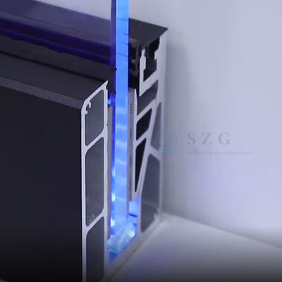 12mm 계단 프레임 없는 유리 발코니 레일링 U 채널 LED 빛