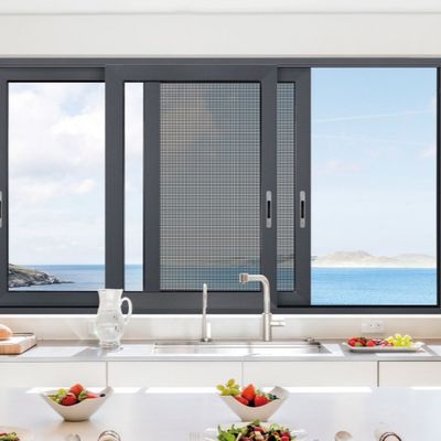 대형 현대 내부 잠금식 아코디언 검은 슬라이딩 유리 문 맞춤형 이중 유리 문