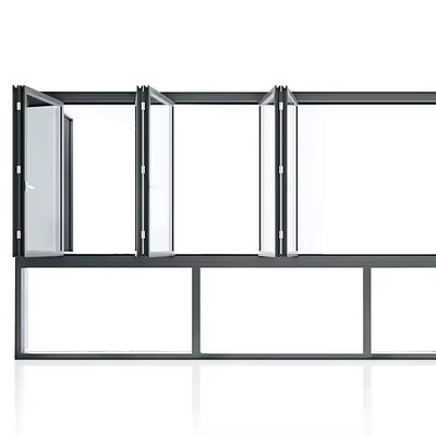 수직 알루미늄 쌍 접기 창문 고 에너지 효율성 사용자 정의 유리 및 프레임