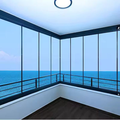 프레임리스 슬라이딩 폴딩 강화 유리 도어 커튼, 발코니 파티션 도어