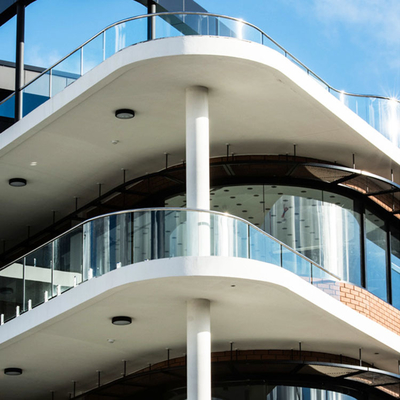 Aluminum Flat Curved Frameless Building Glass Panel Balcony Balustrade Handrail System