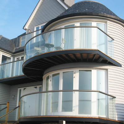 Aluminum Flat Curved Frameless Building Glass Panel Balcony Balustrade Handrail System