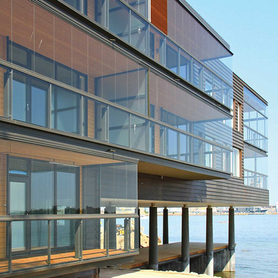 Aluminum Flat Curved Frameless Building Glass Panel Balcony Balustrade Handrail System