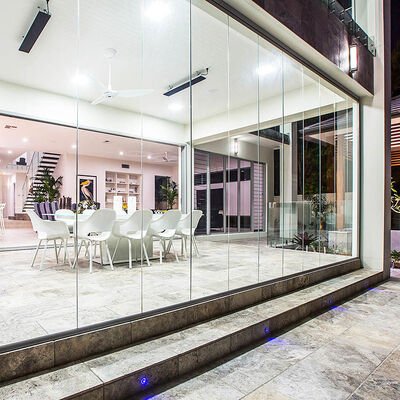 Aluminium Sliding Bi Fold Transparent 5+5mm Tempered Laminated Glass Doors For Partition Balcony