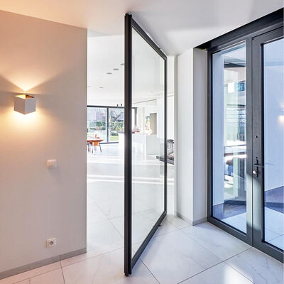 6+6mm 8+8mm 투명 강화 접합 유리 철 강철 보안 피벗 도어